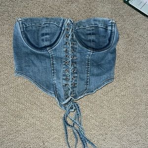 Denim Fashion Nova Corset Top- small